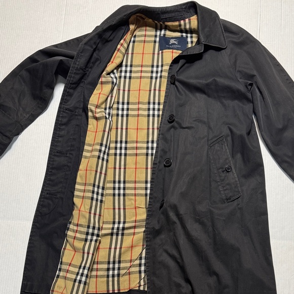 BURBERRY Vintage Classic Black Women's Car Coat Nova Check Size 8R Faded Fabric - Picture 10 of 16